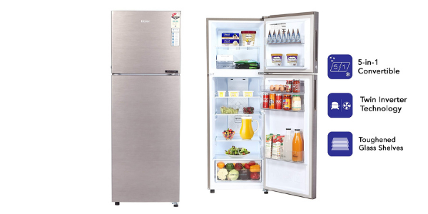  Haier 258 ltr 3 Star Inverter Frost Free Double Door Refrigerator 